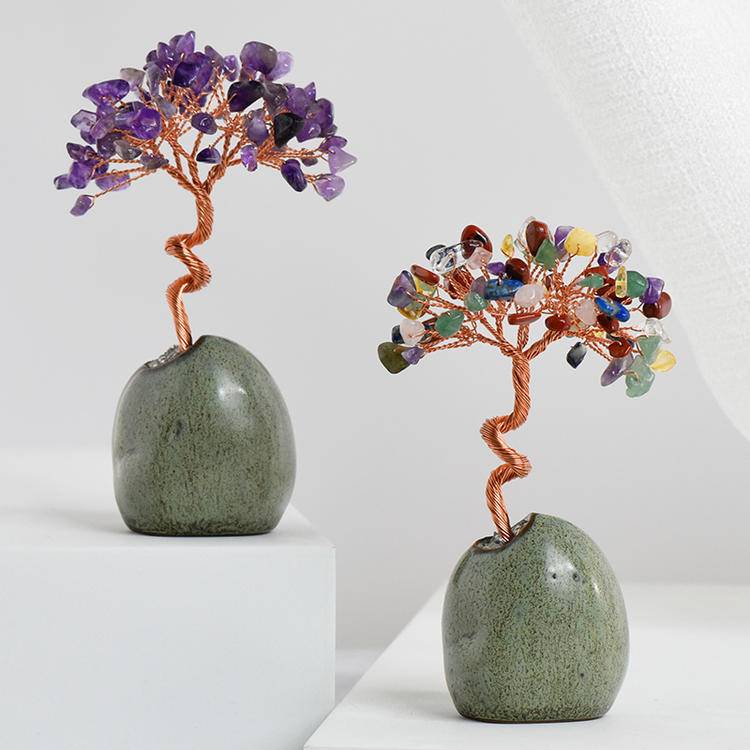 Mini flower vase crystal tree