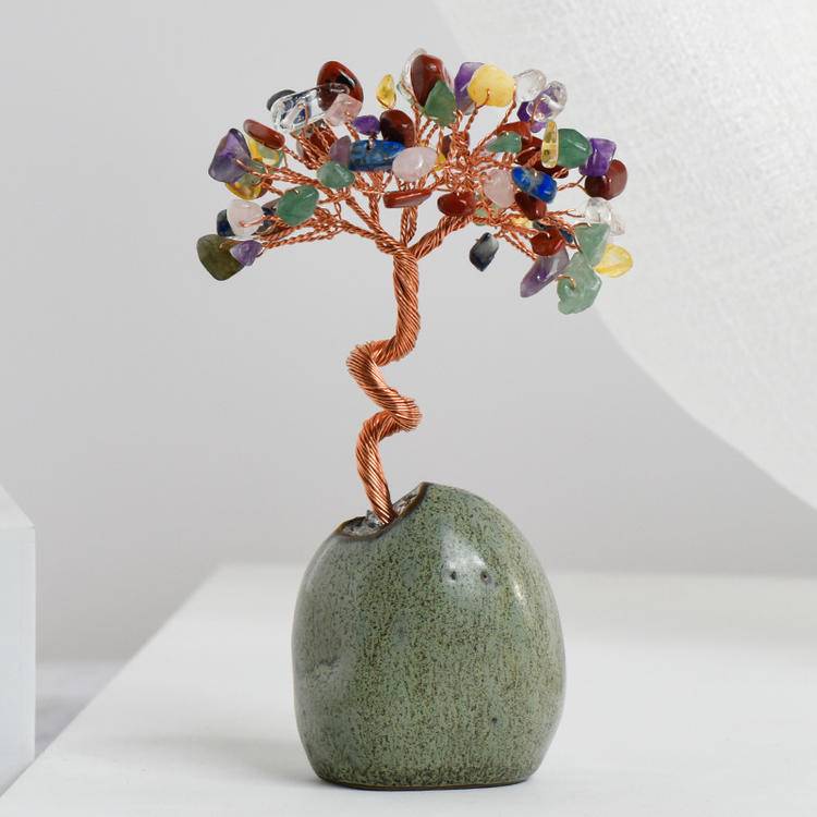 Mini flower vase crystal tree