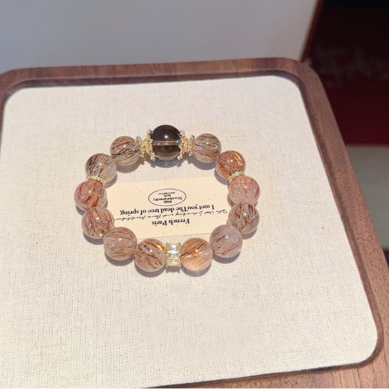 Natural Black Gold Super Seven Tea Crystal Original Design Business Handstring Bracelet Gift for Men